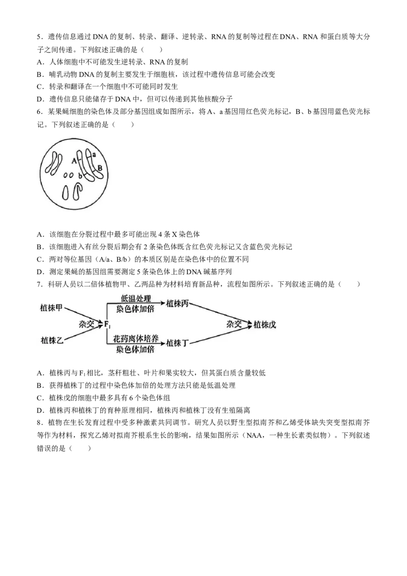 河南青桐鸣2025届高三9月联考生物Word版含解析_A1502026各地模拟卷（超值！）_9月_240902河南青桐鸣2025届高三9月联考