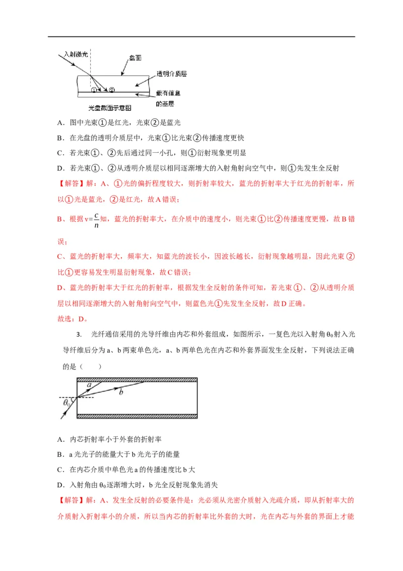 第97讲光的全反射及其应用（解析版）_4.2025物理总复习_2023年新高复习资料_专项复习_2023届高三物理高考复习101微专题模型精讲精练