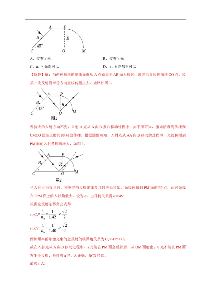 第97讲光的全反射及其应用（解析版）_4.2025物理总复习_2023年新高复习资料_专项复习_2023届高三物理高考复习101微专题模型精讲精练