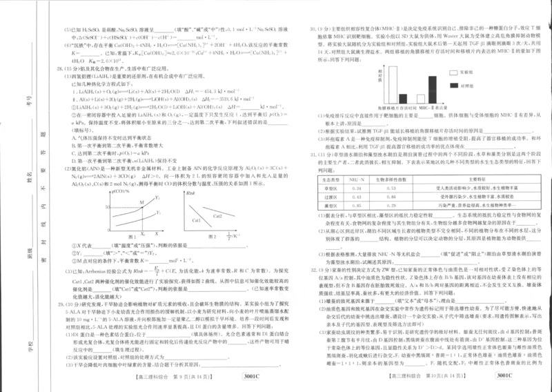 理科综合试题_4.2025物理总复习_2023年新高复习资料_3物理高考模拟题_新高考_2023届金太阳百万联考1月期末联考（老高考3001）理综_2023届金太阳百万联考1月期末联考（老高考3001）理综