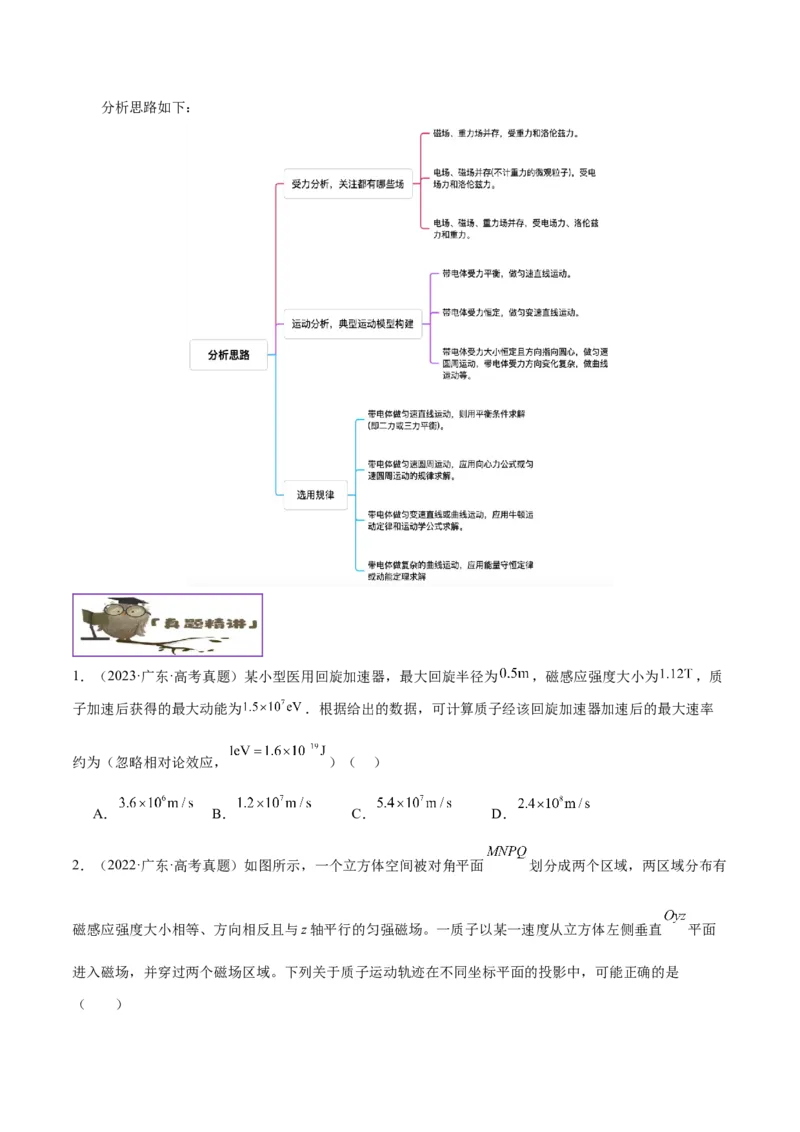 押广东卷选择题7带电粒子在电磁场的运动（原卷版）_4.2025物理总复习_2024年新高考资料_5.2024三轮冲刺_备战2024年高考物理临考题号押题（广东专用）324210116