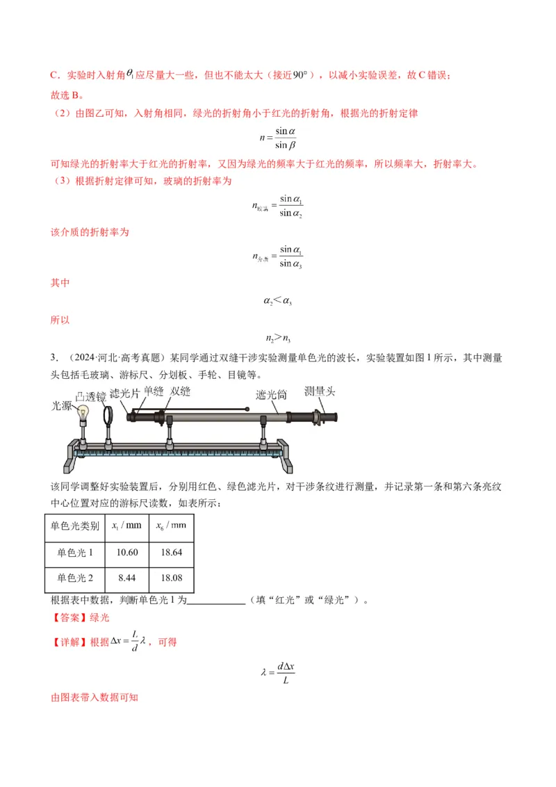第62讲光学实验（讲义）（解析版）_4.2025物理总复习_2025年新高考资料_一轮复习_2025年高考物理一轮复习讲练测（新教材新高考）