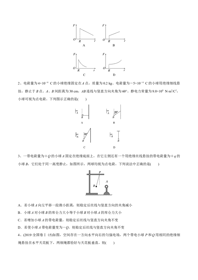 第一讲电场力的性质（原卷版）_4.2025物理总复习_2023年新高复习资料_一轮复习_2023年高三物理一轮复习精讲精练278111462_第八章静电场