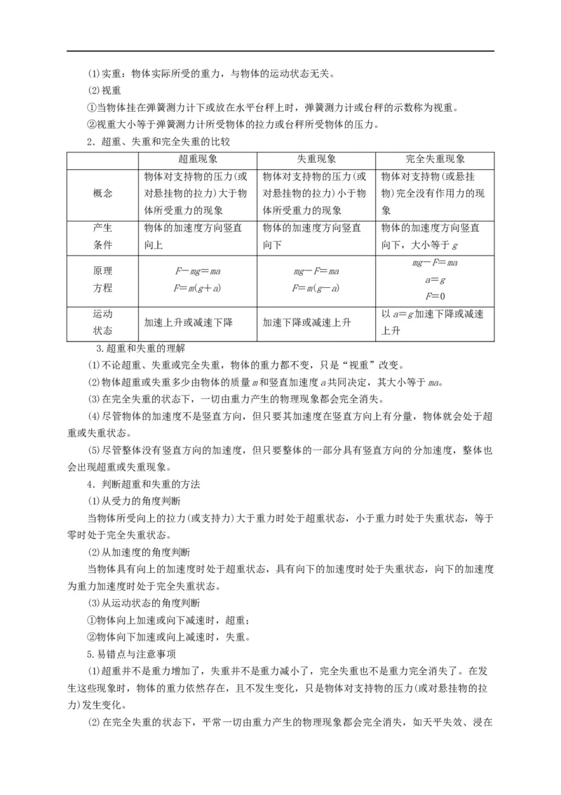第6讲超重与失重问题（原卷版）_4.2025物理总复习_2023年新高复习资料_专项复习_2023届高三物理高考复习101微专题模型精讲精练