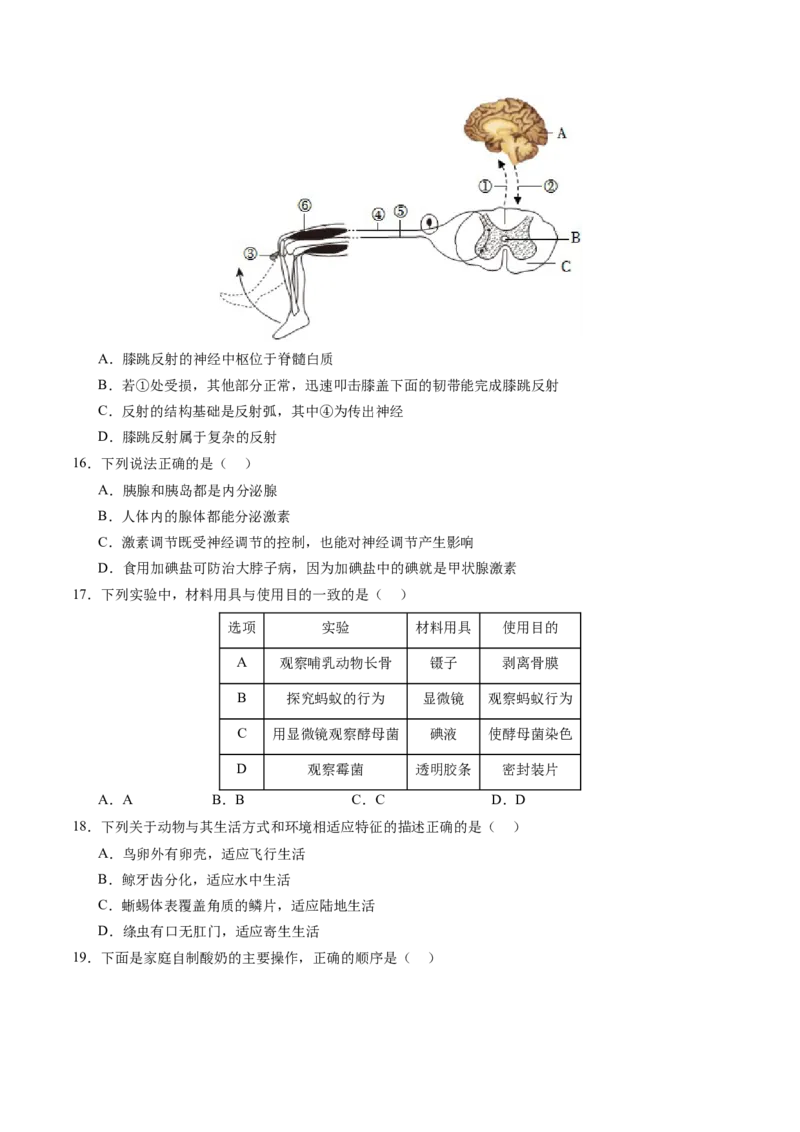 黄金卷02（北京专用）（考试版）(1)_北京初中期末题_C605-京七八九_B京生物七八九_北京八下生物_黄金卷02（北京专用）-赢在中考黄金8卷备战2024年中考生物模拟卷（北京专用）