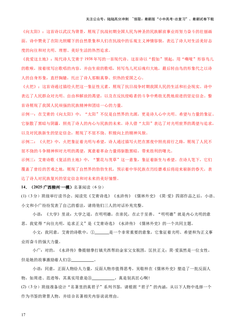 名著阅读综合测试卷（解析版）_02中考总复习（2026版更新中）_01-语文-中考总复习_2025年中考资料_2025中考二轮课件ppt+讲义+练习语文_测试