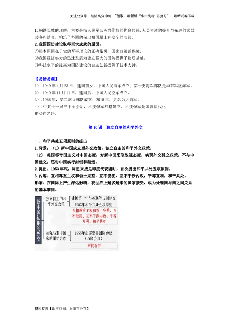 八年级历史下册-背诵秘笈2024年中考历史复习6册教材常考知识点集锦（部编版）_02中考总复习（2026版更新中）_06-历史-中考总复习_2024年中考复习资料_专项复习资料