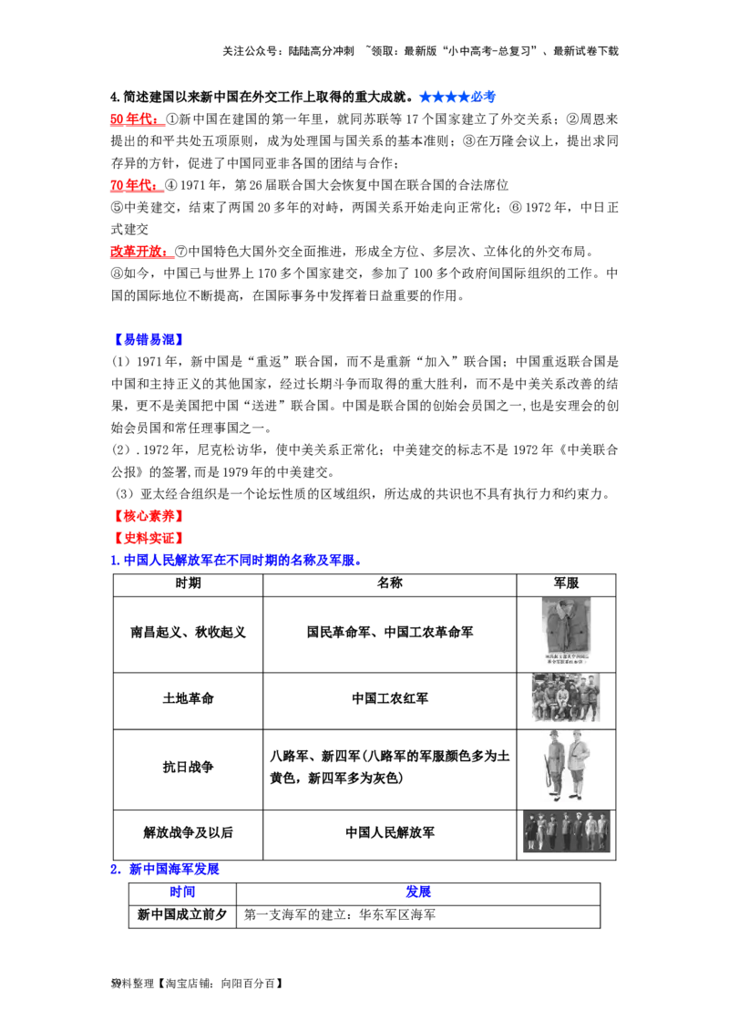 八年级历史下册-背诵秘笈2024年中考历史复习6册教材常考知识点集锦（部编版）_02中考总复习（2026版更新中）_06-历史-中考总复习_2024年中考复习资料_专项复习资料