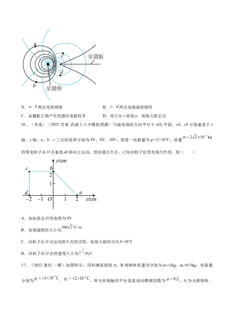 专题7.2　电场能的性质练&mdash;&mdash;2023年高考物理一轮复习讲练测（新教材新高考通用）（原卷版）_4.2025物理总复习_2023年新高复习资料_一轮复习