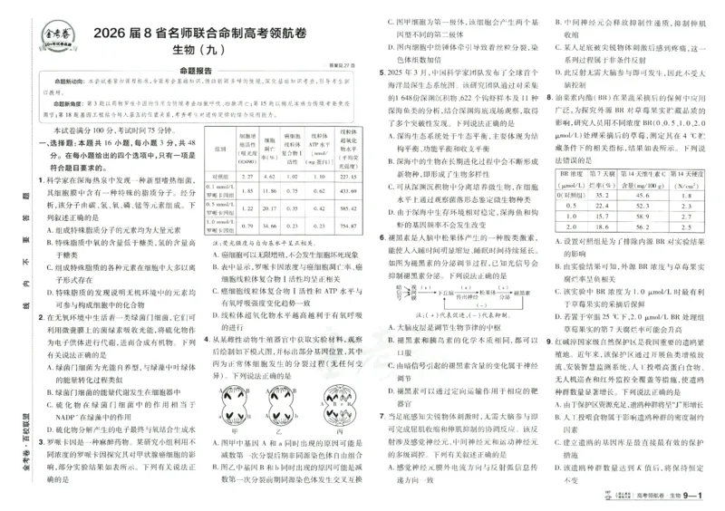 2026版金考卷&middot;百校联盟高考领航卷生物（全国单选版）_2026版金考卷&middot;百校联盟高考领航卷（全科）_2026版金考卷&middot;百校联盟高考领航卷生物（单选+不定项）
