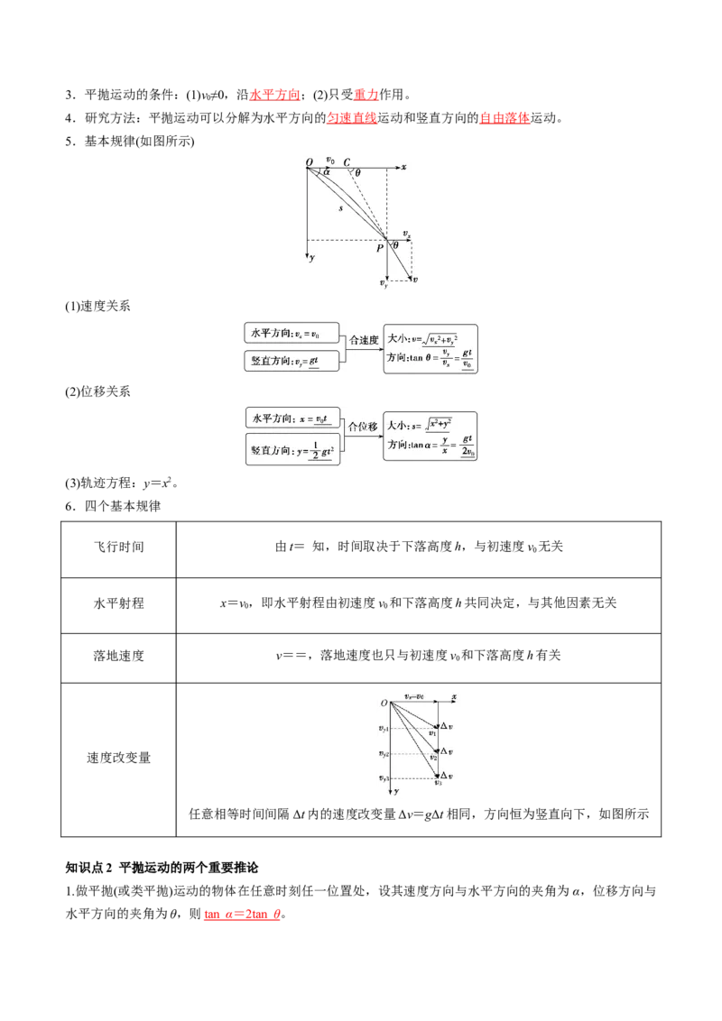 第17讲抛体运动（讲义）（解析版）_4.2025物理总复习_2024年新高考资料_1.2024一轮复习_2024年高考物理一轮复习讲练测（新教材新高考）_第17讲抛体运动（讲义）