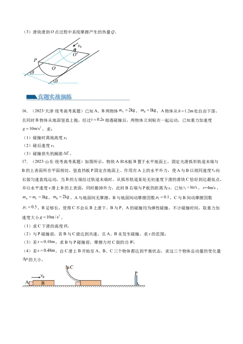 第31讲动量守恒定律及其应用（练习）（原卷版）_4.2025物理总复习_2024年新高考资料_1.2024一轮复习_2024年高考物理一轮复习讲练测（新教材新高考）_第31讲动量守恒定律及其应用（练习）