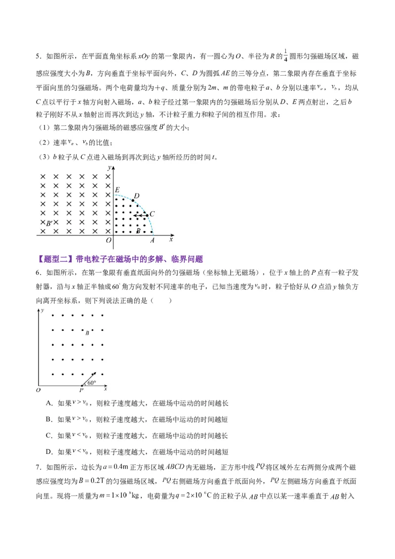 第47讲带电粒子在磁场中的运动（练习）（原卷版）_4.2025物理总复习_2025年新高考资料_一轮复习_2025年高考物理一轮复习讲练测（新教材新高考）