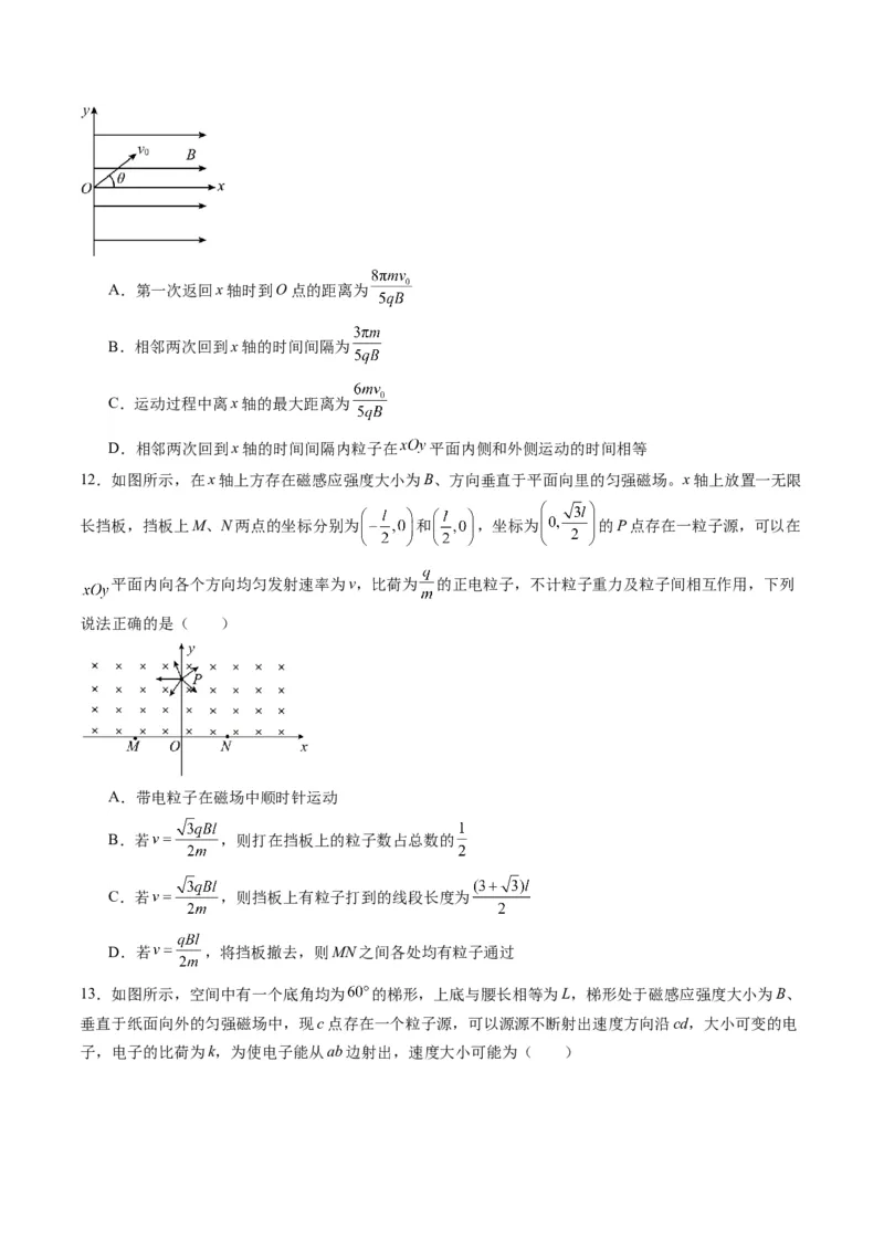 第47讲带电粒子在磁场中的运动（练习）（原卷版）_4.2025物理总复习_2025年新高考资料_一轮复习_2025年高考物理一轮复习讲练测（新教材新高考）