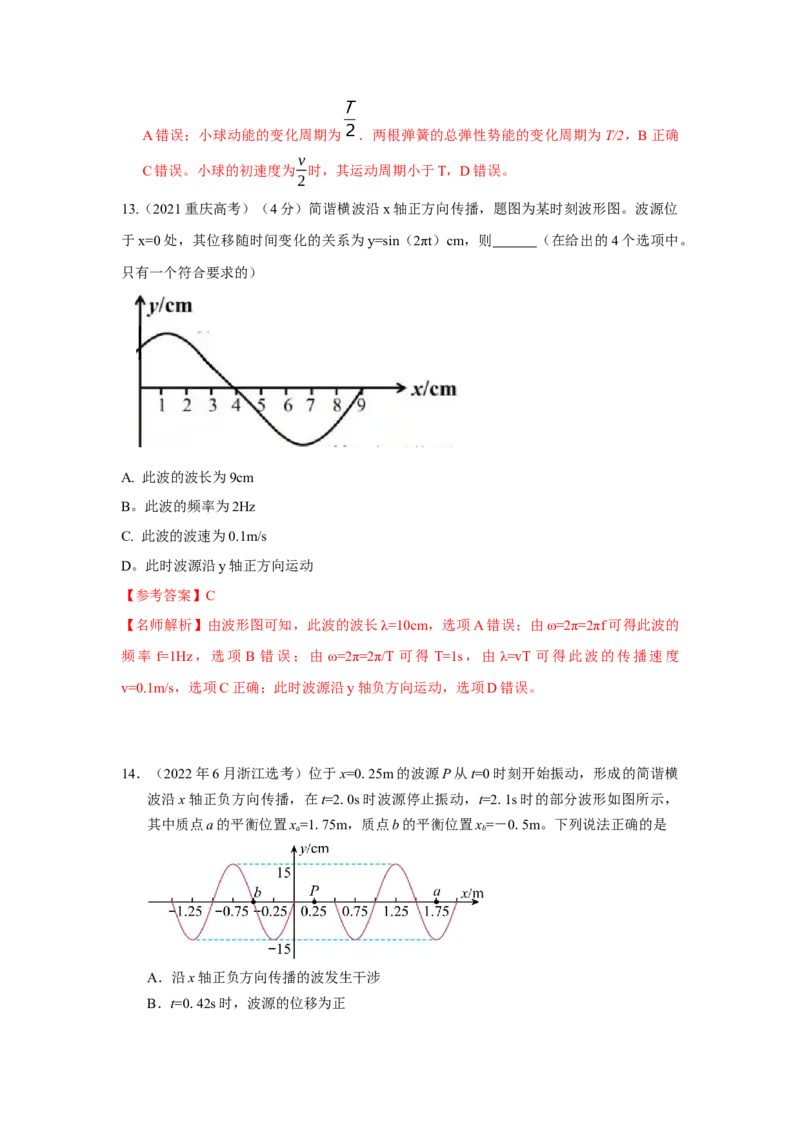 专题7.机械振动和机械波(解析版)--2023高考二轮复习_4.2025物理总复习_2023年新高复习资料_二轮复习_2023年高考物理二轮复习二十五专题精练287608825_专题7机械振动机械波