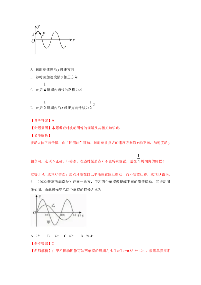 专题7.机械振动和机械波(解析版)--2023高考二轮复习_4.2025物理总复习_2023年新高复习资料_二轮复习_2023年高考物理二轮复习二十五专题精练287608825_专题7机械振动机械波