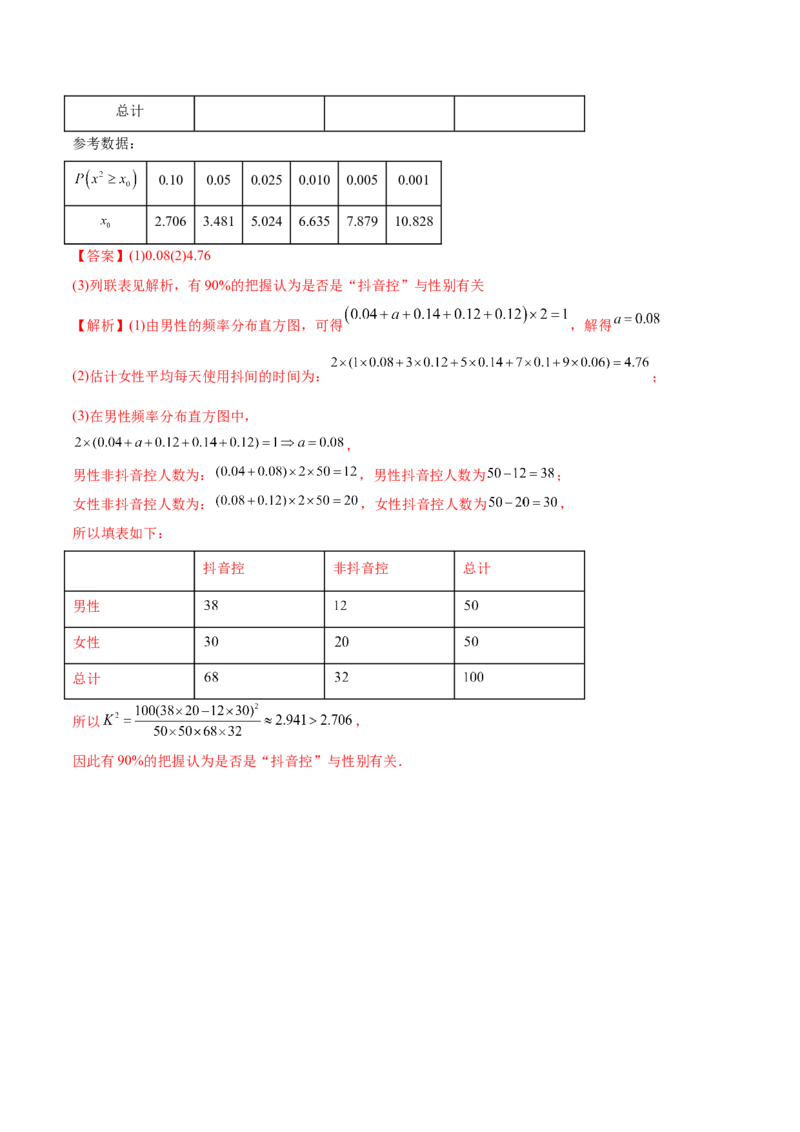 6.3统计案例（精讲）（基础版）（解析版）_2.2025数学总复习_2023年新高考资料_一轮复习_2023年高考数学一轮复习（基础版）（新高考地区专用）