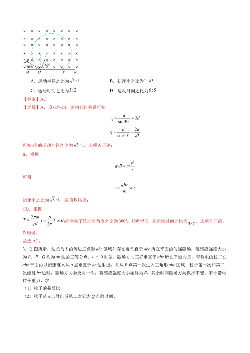 第47讲带电粒子在磁场中的运动（练习）（解析版）_4.2025物理总复习_2025年新高考资料_一轮复习_2025年高考物理一轮复习讲练测（新教材新高考）