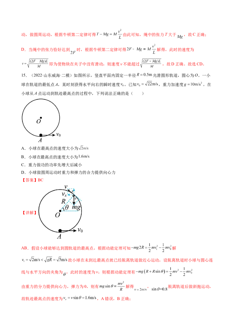 第19讲圆周运动的临界问题（练习）（解析版）_4.2025物理总复习_2024年新高考资料_1.2024一轮复习_2024年高考物理一轮复习讲练测（新教材新高考）_第19讲圆周运动的临界问题（练习）