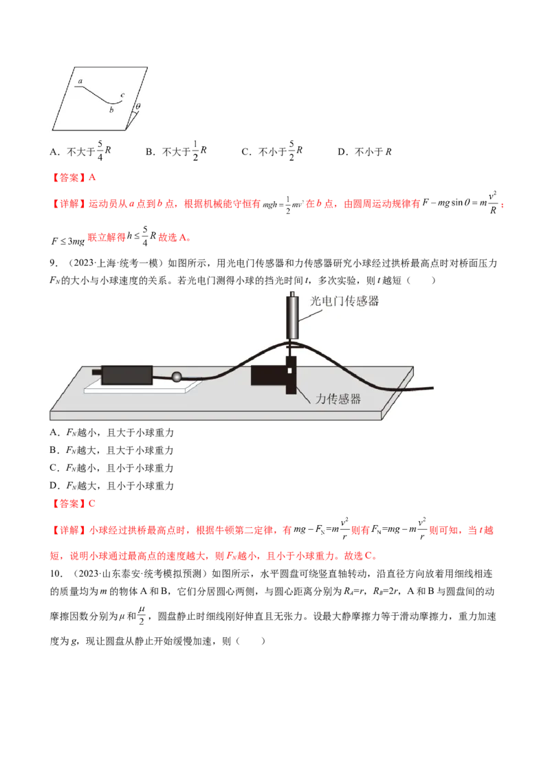 第19讲圆周运动的临界问题（练习）（解析版）_4.2025物理总复习_2024年新高考资料_1.2024一轮复习_2024年高考物理一轮复习讲练测（新教材新高考）_第19讲圆周运动的临界问题（练习）