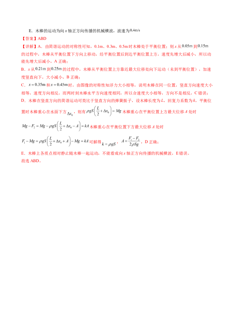 第34讲机械振动（练习）（解析版）_4.2025物理总复习_2024年新高考资料_1.2024一轮复习_2024年高考物理一轮复习讲练测（新教材新高考）_第34讲机械振动（练习）