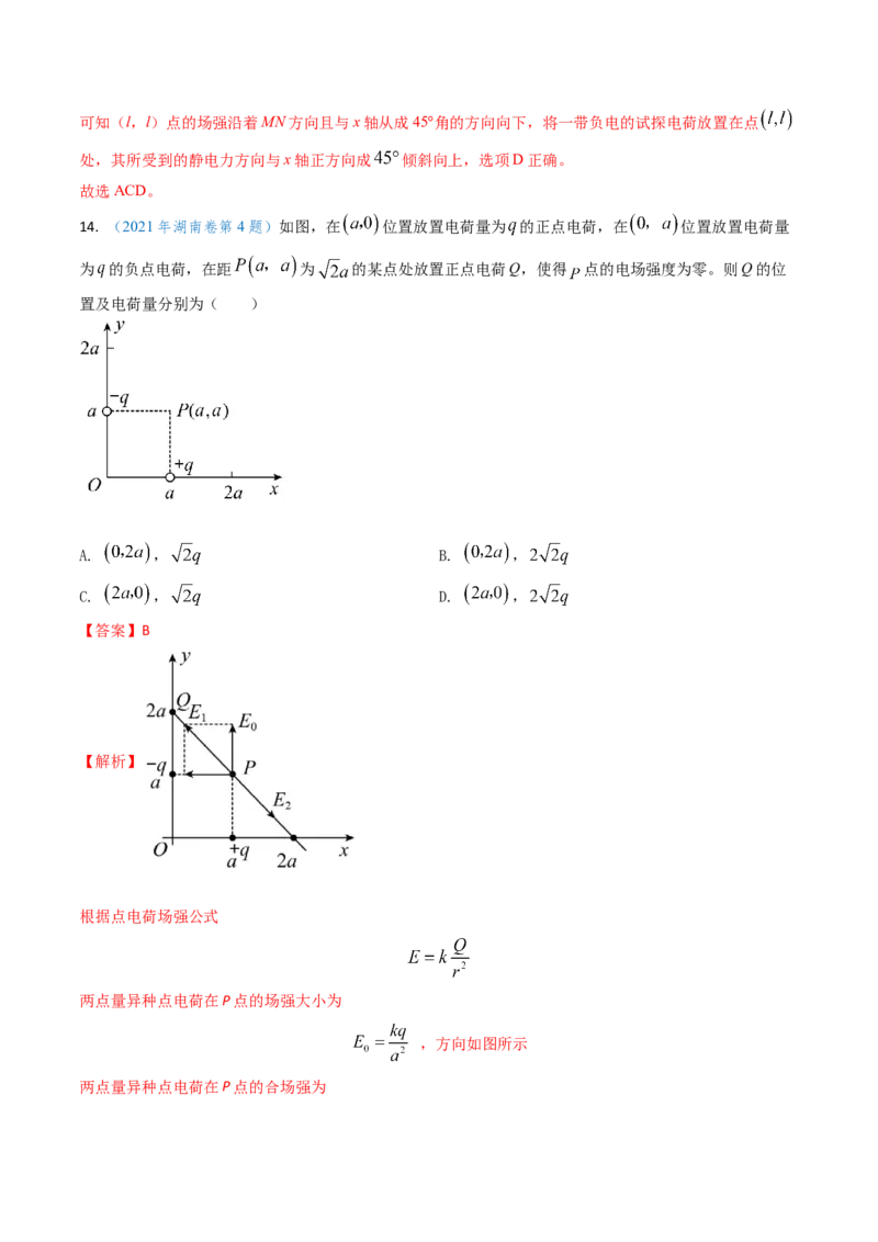 专题14静电场的性质（解析版）_4.2025物理总复习_2025年新高考资料_专项复习_备战2025年高考物理真题题源解密（新高考通用）（完结）