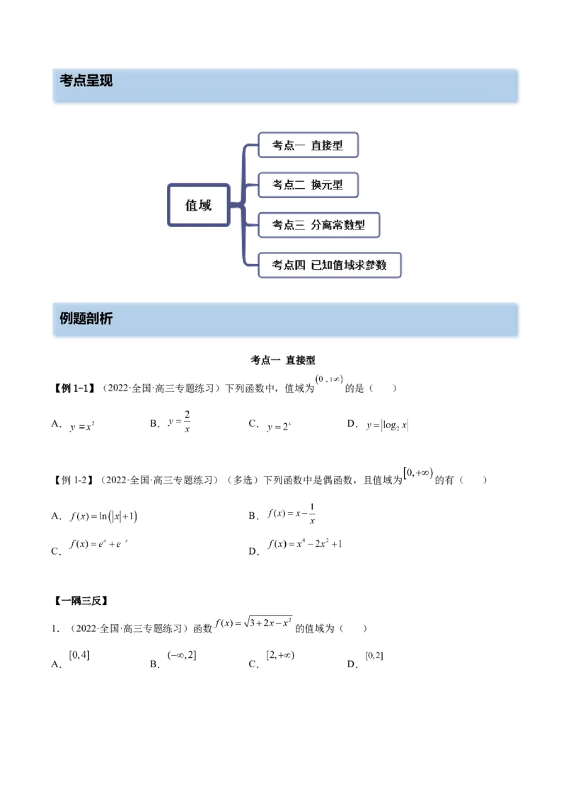 8.3值域（精讲）（基础版）（原卷版）_2.2025数学总复习_2023年新高考资料_一轮复习_2023年高考数学一轮复习（基础版）（新高考地区专用）