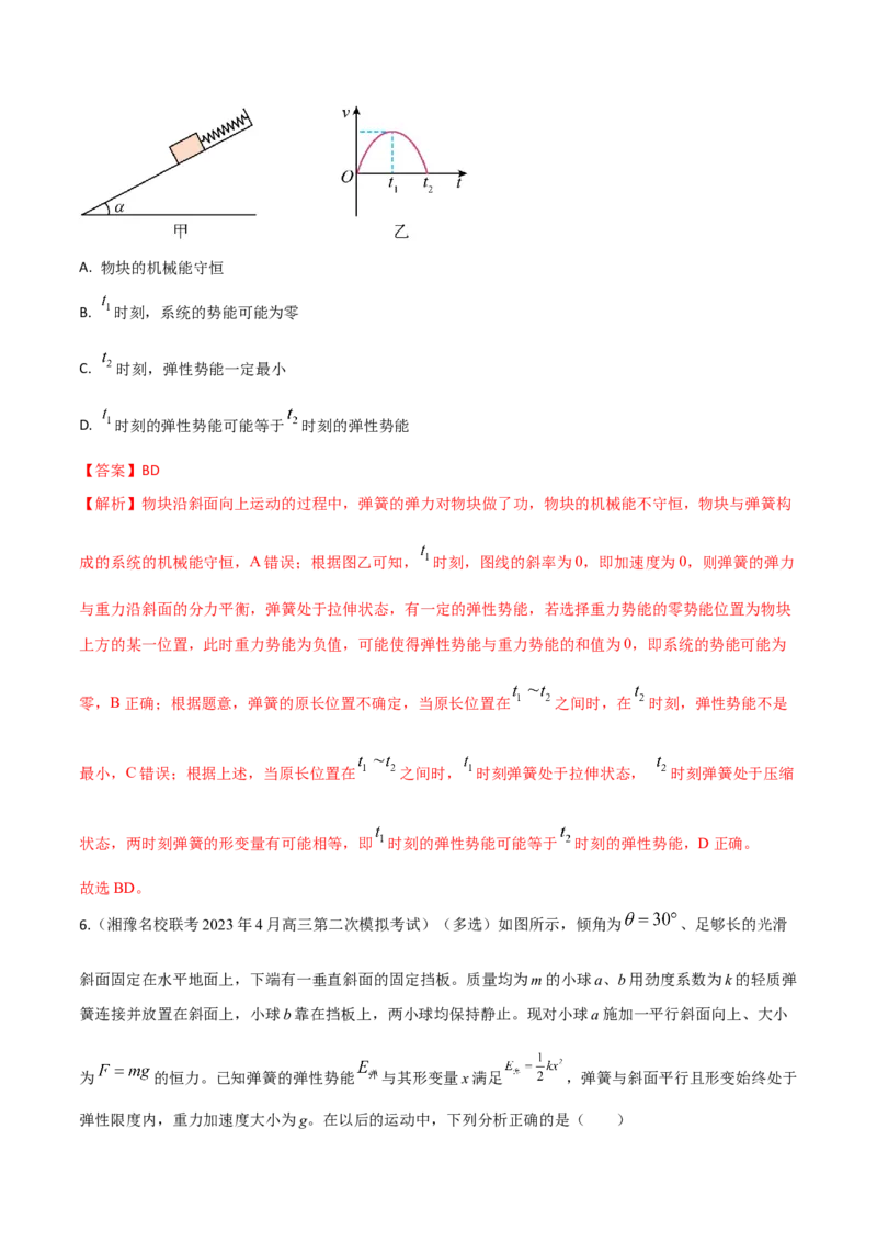 秘籍02弹簧热点问题-备战2023年高考物理抢分秘籍（新高考专用）（解析版）_4.2025物理总复习_2023年新高复习资料_备战2023年高考物理抢分秘籍（新高考专用）