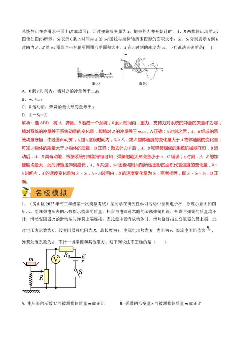 秘籍02弹簧热点问题-备战2023年高考物理抢分秘籍（新高考专用）（解析版）_4.2025物理总复习_2023年新高复习资料_备战2023年高考物理抢分秘籍（新高考专用）