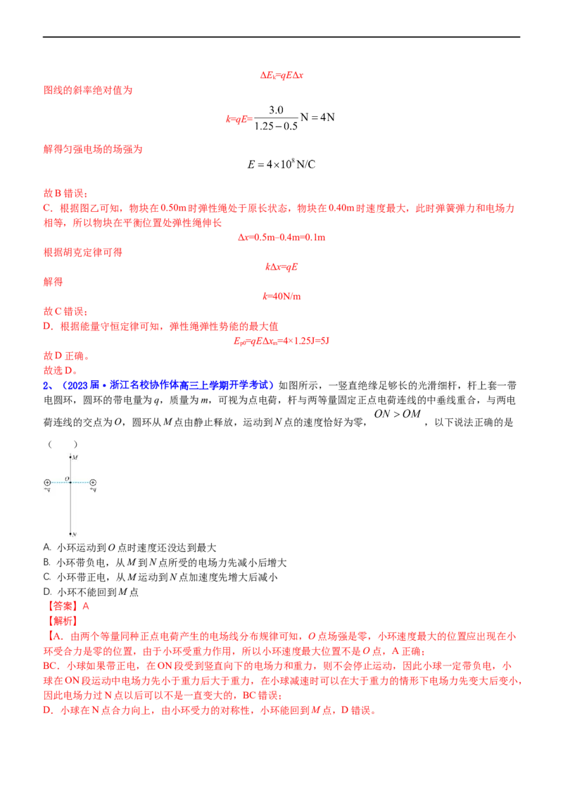 专题3.2带电粒子在电场运动练（练）-2023年高考物理二轮复习讲练测（新高考专用）（解析版）_4.2025物理总复习_2023年新高复习资料_二轮复习