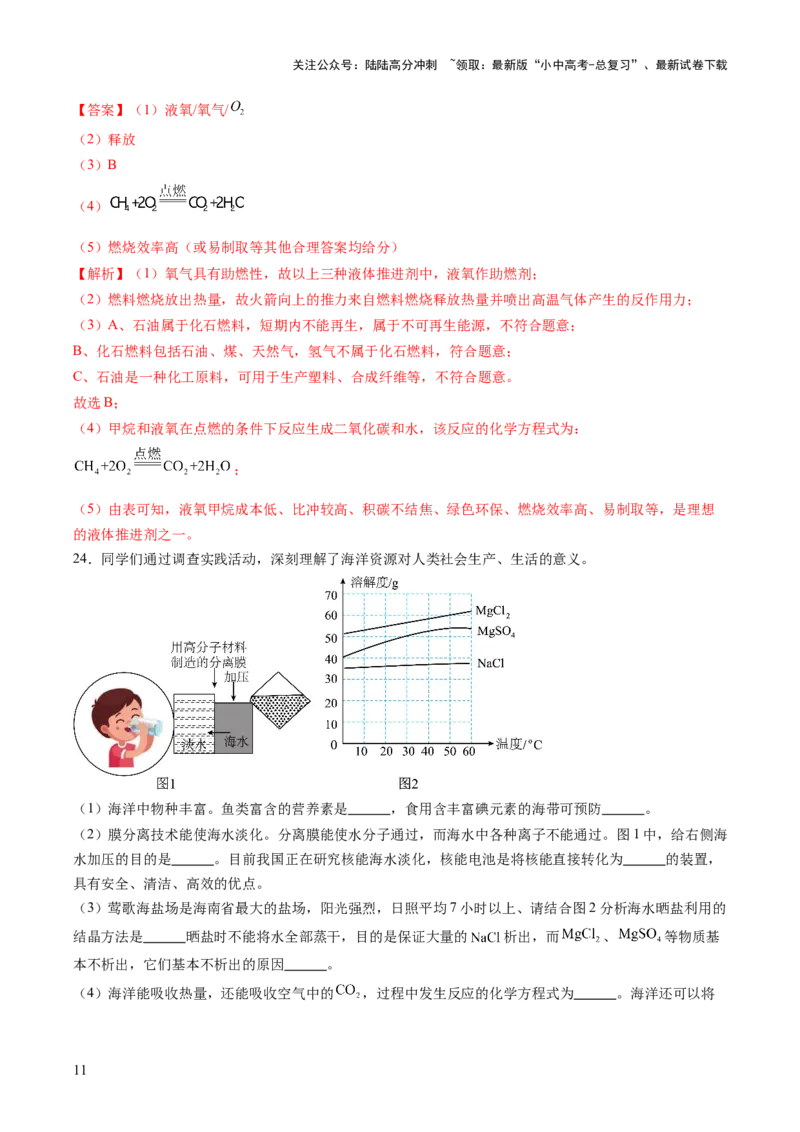 主题四化学与社会（测试）（解析版）_02中考总复习（2026版更新中）_05-化学-中考总复习_2025年中考复习资料_2025中考化学一轮复习讲义+课件_练习_主题四+化学与社会（测试）