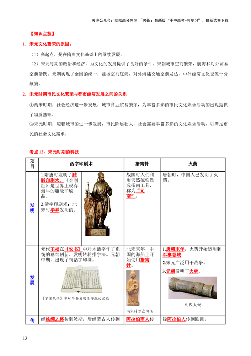 主题04++辽宋夏金元时期+（历史时空+热词背诵+考点梳理+素养导向+命题预测）-2025年中考历史一轮知识点梳理_02中考总复习（2026版更新中）_06-历史-中考总复习_2025年中考复习资料