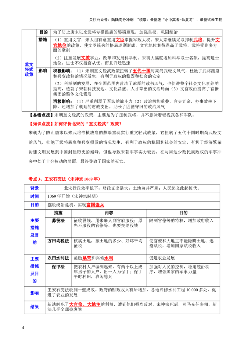 主题04++辽宋夏金元时期+（历史时空+热词背诵+考点梳理+素养导向+命题预测）-2025年中考历史一轮知识点梳理_02中考总复习（2026版更新中）_06-历史-中考总复习_2025年中考复习资料