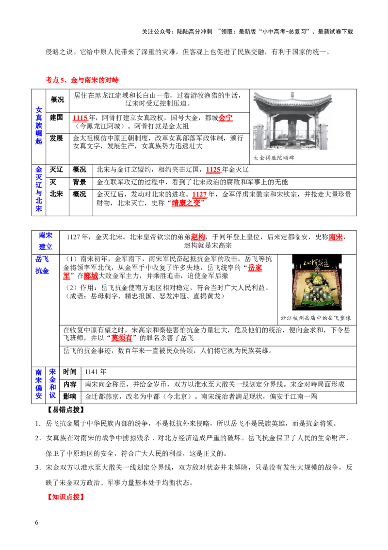 主题04++辽宋夏金元时期+（历史时空+热词背诵+考点梳理+素养导向+命题预测）-2025年中考历史一轮知识点梳理_02中考总复习（2026版更新中）_06-历史-中考总复习_2025年中考复习资料