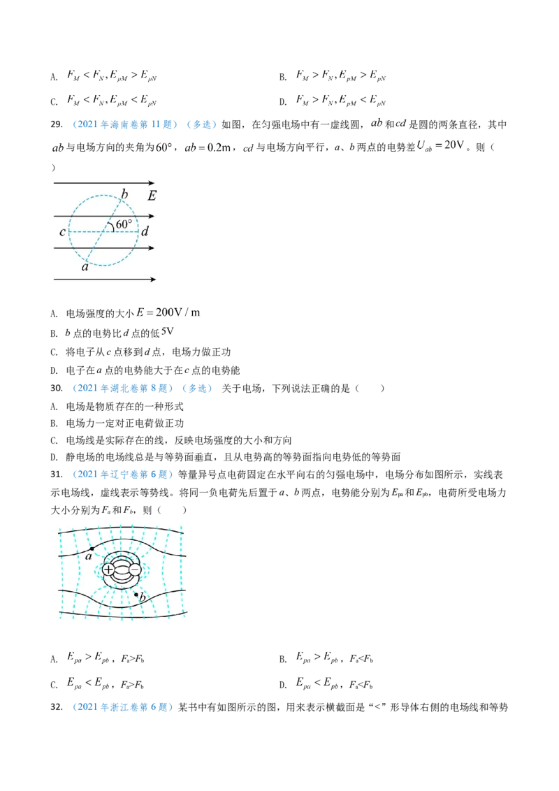 专题14静电场的性质（原卷版）_4.2025物理总复习_2025年新高考资料_专项复习_备战2025年高考物理真题题源解密（新高考通用）（完结）