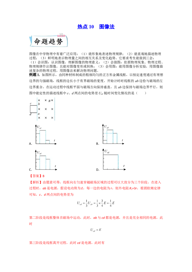 热点10图像法-2023年高考物理热点&middot;重点&middot;难点专练（全国通用）（解析版）_4.2025物理总复习_赠品通用版（老高考）复习资料_专项复习