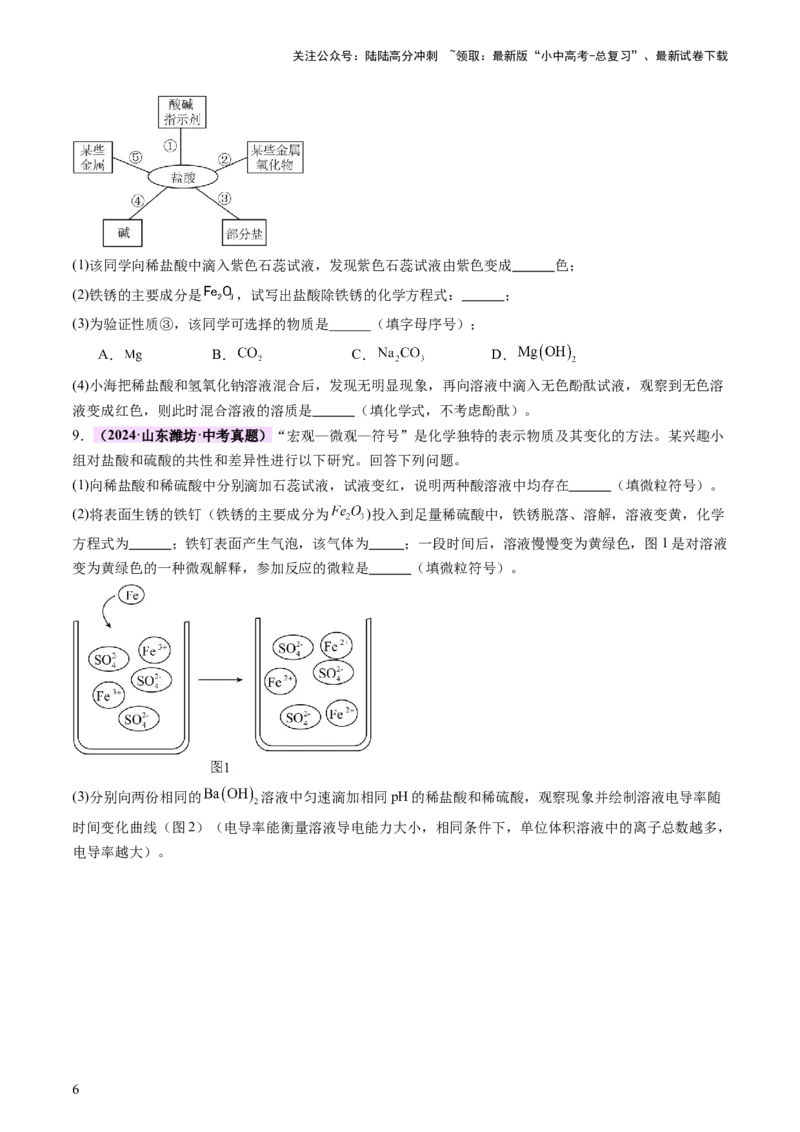 主题二物质的性质和应用Ⅳ━━━常见的酸碱盐（讲练）（原卷版）_02中考总复习（2026版更新中）_05-化学-中考总复习_2025年中考复习资料_2025中考二轮课件ppt+讲义+练习化学_讲义+练习