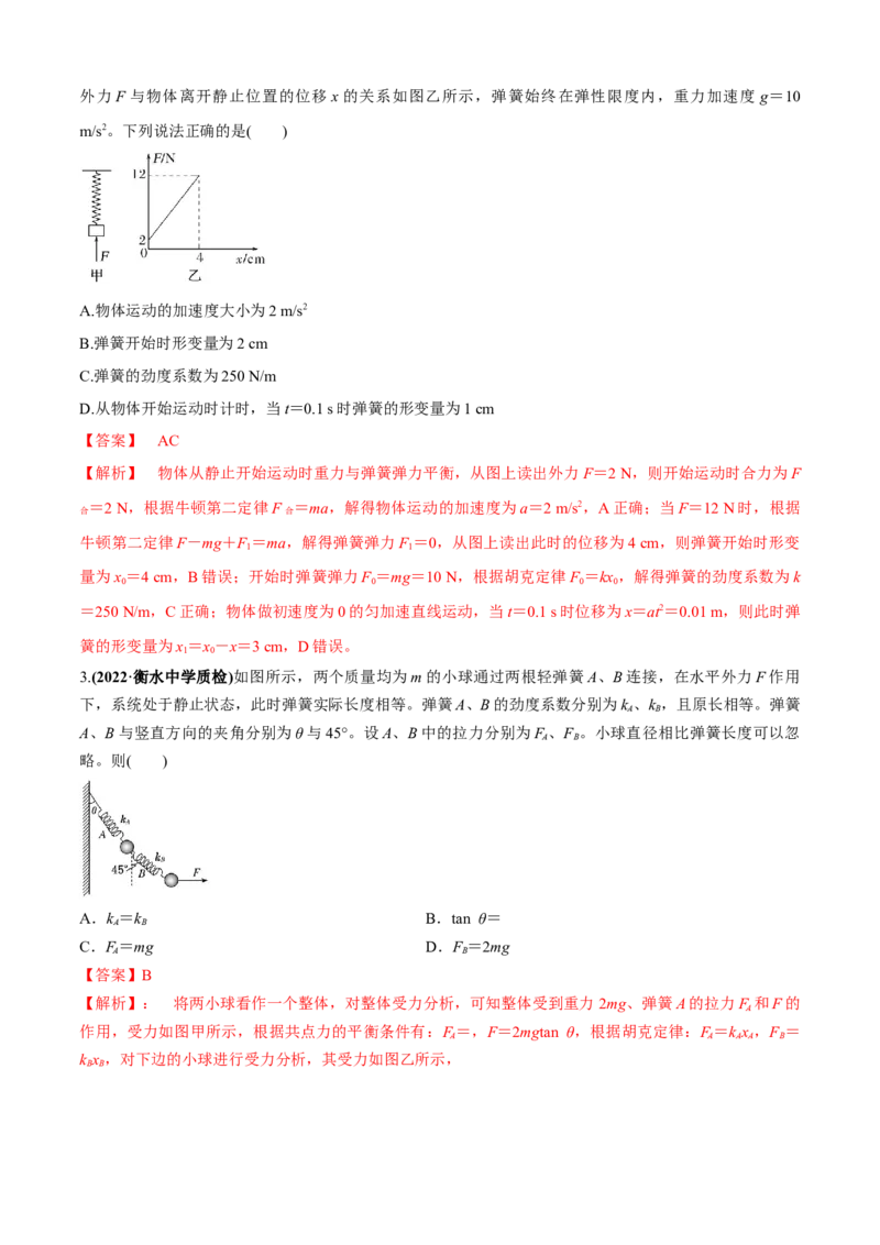 专题4.1弹簧模型（解析版）_4.2025物理总复习_2023年新高复习资料_二轮复习_2023届高考物理二、三轮复习总攻略290387341_专题4.1弹簧模型-2023届高考物理二、三轮复习总攻略