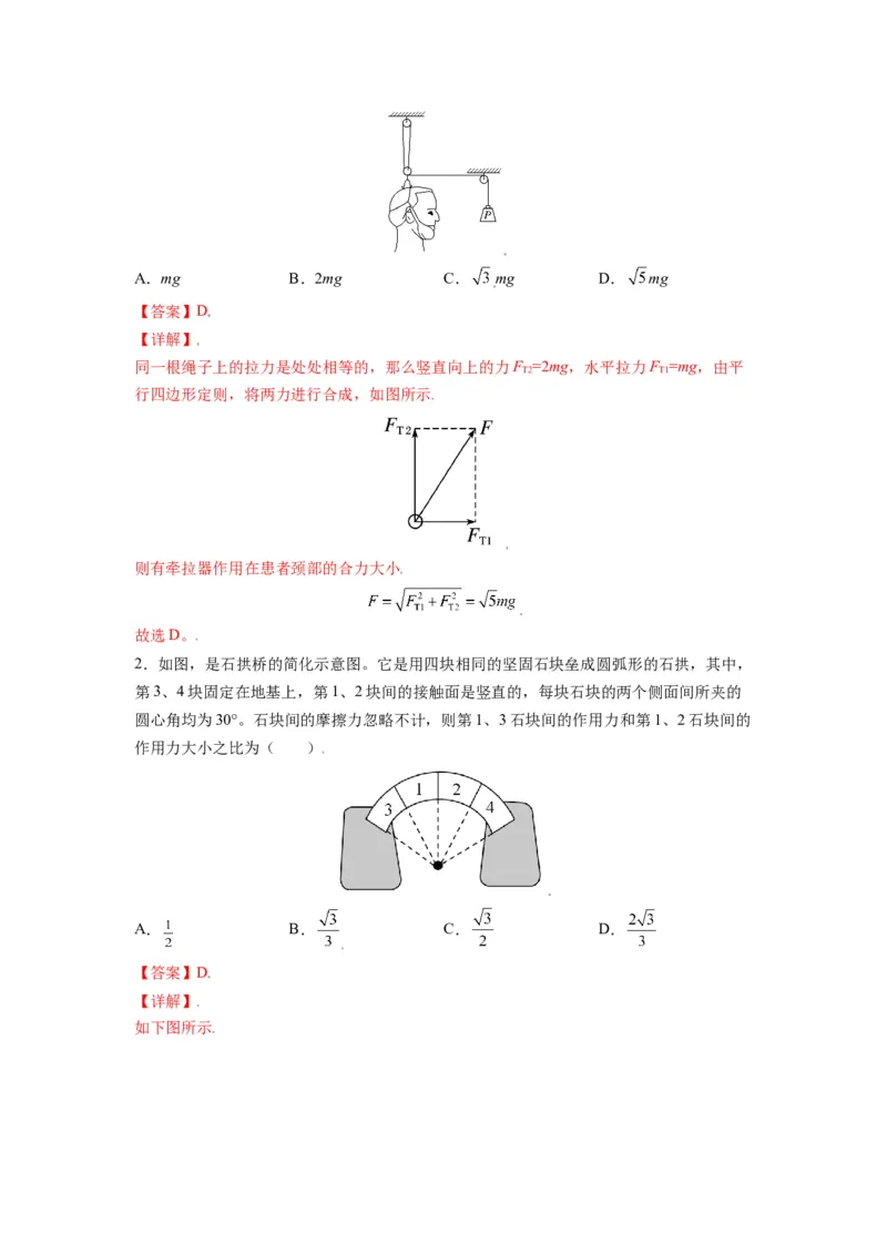 备战2023年高考物理考试易错题&mdash;&mdash;易错点04力的合成与分解共点力的平衡答案_4.2025物理总复习_2023年新高复习资料_一轮复习_备战2023新高考物理一轮复习考试易错题（含答案）