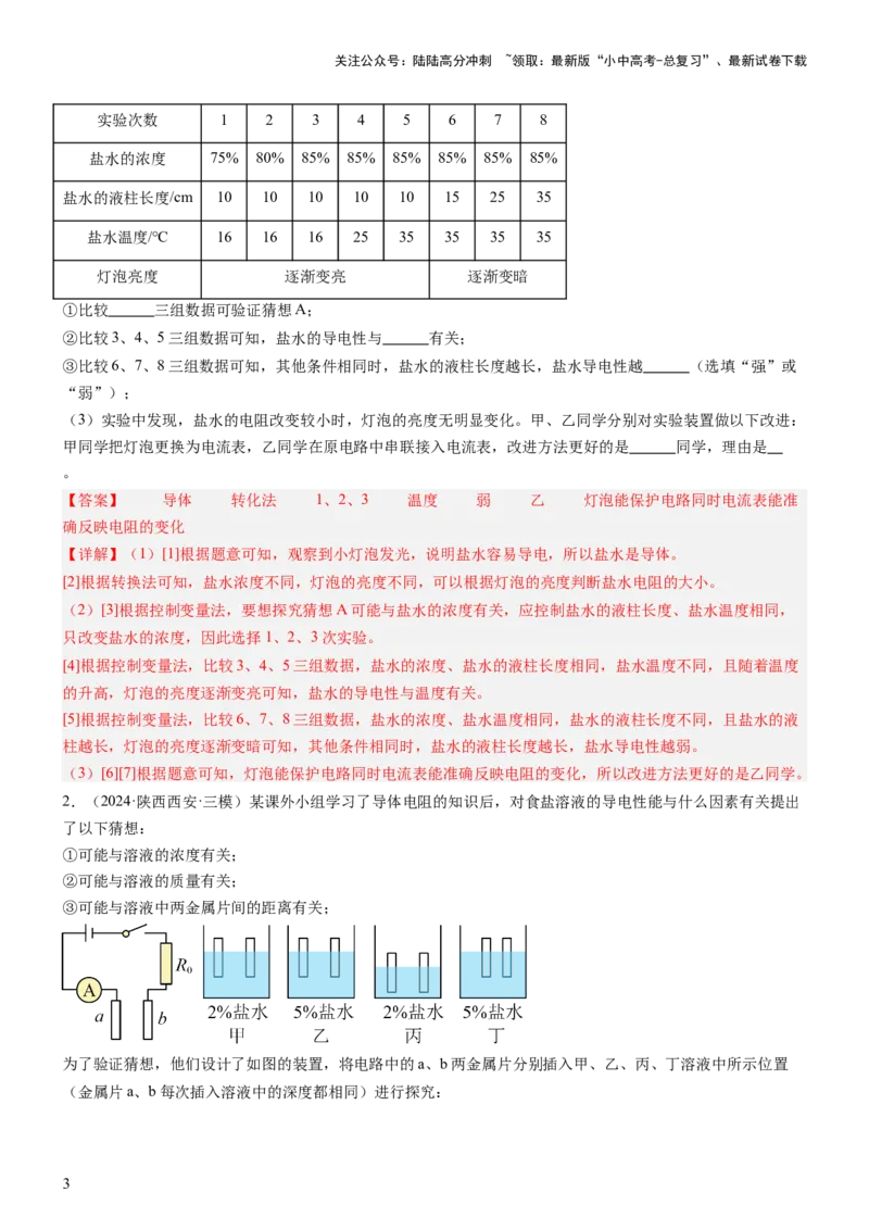 压轴题06其他电学实验综合（解析版）_02中考总复习（2026版更新中）_04-物理-中考总复习_2024年中考复习资料_三轮复习_2024年中考物理压轴题专项训练（全国通用）