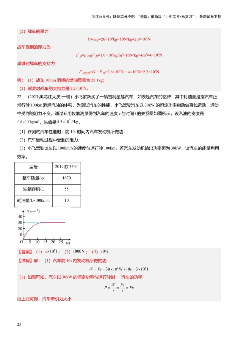 压轴题11运动和力力热、力电计算难点分析（解析版）_02中考总复习（2026版更新中）_04-物理-中考总复习_2024年中考复习资料_三轮复习_2024年中考物理压轴题专项训练（全国通用）