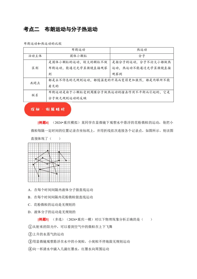 第31讲　分子动理论内能（原卷版）_4.2025物理总复习_2025年新高考资料_一轮复习_2025届高考物理一轮复习考点精讲精练（全国通用）（完结）