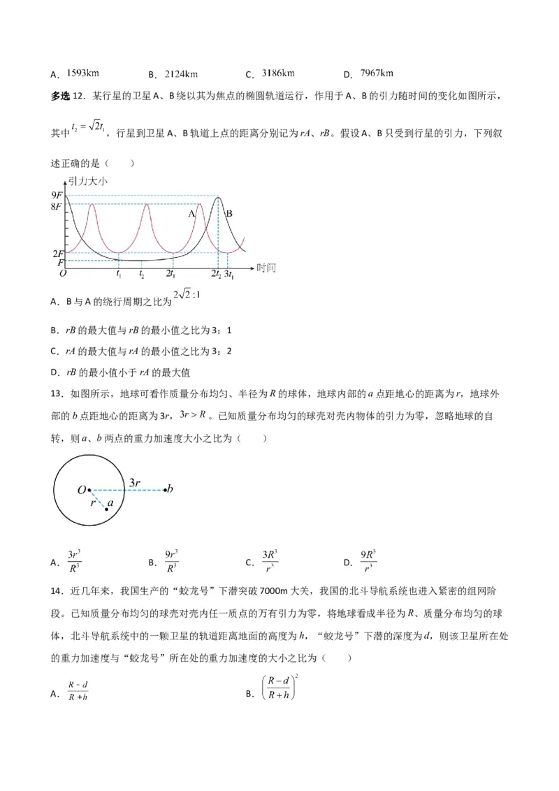 第20讲行星运动和万有引力定律及其成就-2024届高中物理一轮复习提升素养导学案（全国通用）原卷版_4.2025物理总复习_2024年新高考资料_1.2024一轮复习