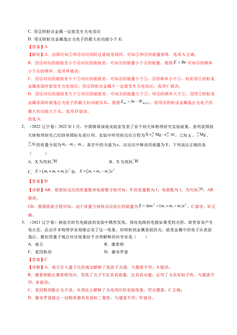 押第2题：原子物理-备战2024年高考物理临考题号押题（（辽宁、黑龙江、吉林专用））（解析版）_4.2025物理总复习_2024年新高考资料_5.2024三轮冲刺