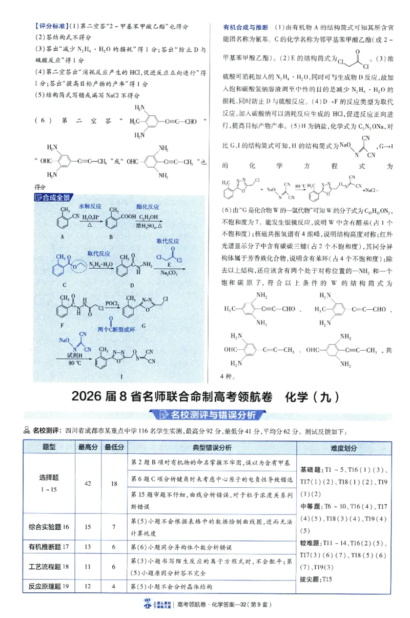2026版金考卷&middot;百校联盟高考领航卷化学（新教材版）-答案_2026版金考卷&middot;百校联盟高考领航卷（全科）_2026版金考卷&middot;百校联盟高考领航卷化学（新教材版）
