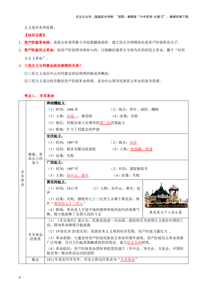 主题07++旧民主主义革命时期+（历史时空+热词背诵+考点梳理+素养导向+命题预测）-2025年中考历史一轮知识点梳理_02中考总复习（2026版更新中）_06-历史-中考总复习_2025年中考复习资料