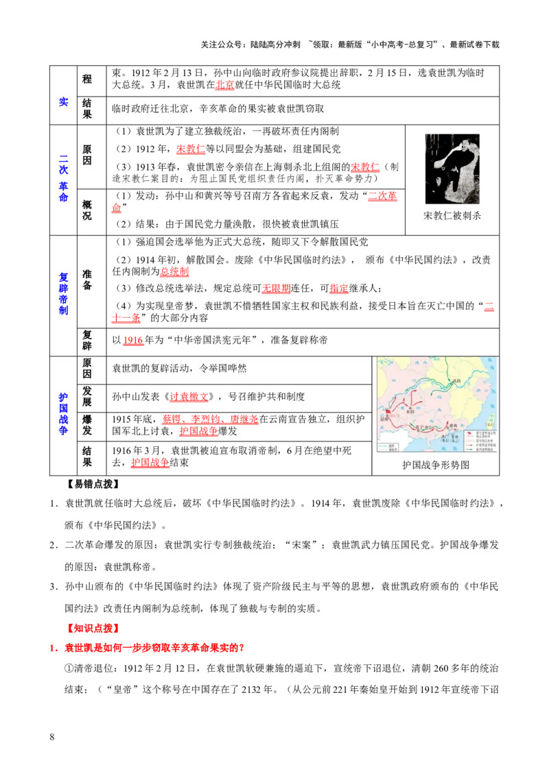 主题07++旧民主主义革命时期+（历史时空+热词背诵+考点梳理+素养导向+命题预测）-2025年中考历史一轮知识点梳理_02中考总复习（2026版更新中）_06-历史-中考总复习_2025年中考复习资料