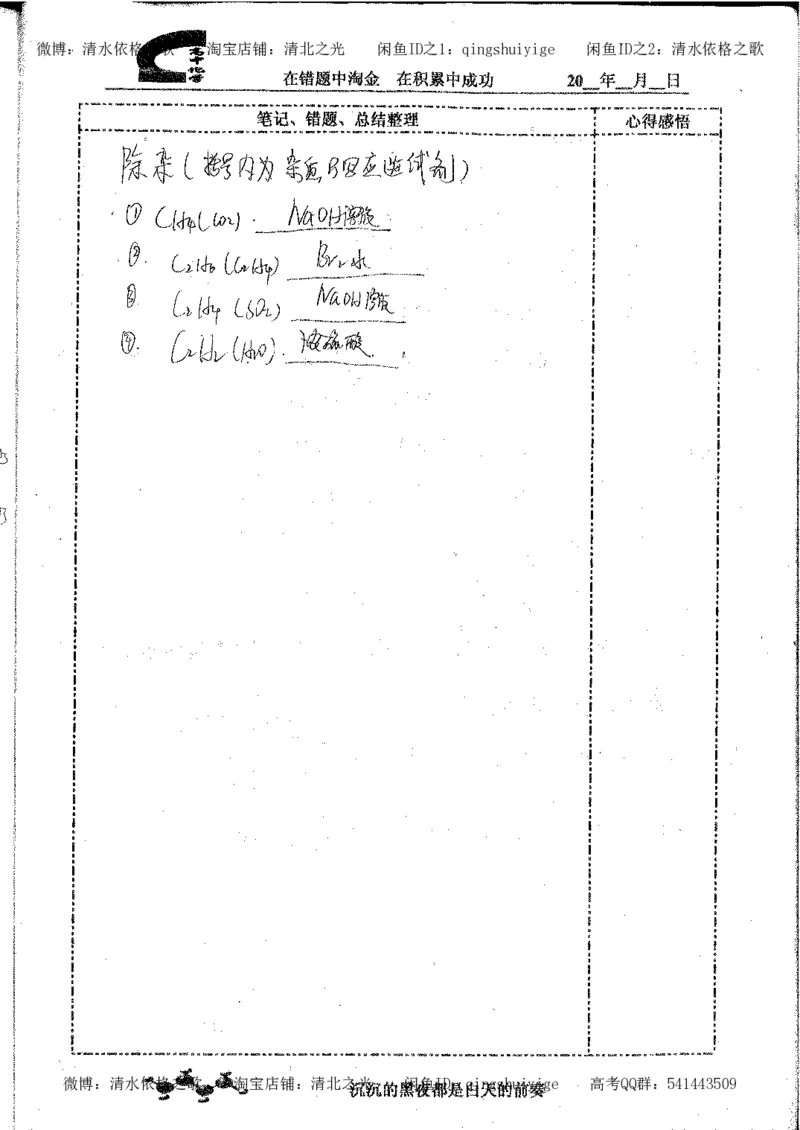 3.衡水中学高考积累与改错_高二化学（第1本）_130页_高中衡水学霸笔记_高中全部赠品_错题集高中九科_化学积累与改错