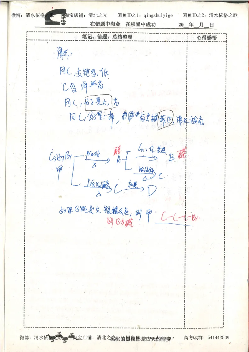 3.衡水中学高考积累与改错_高二化学（第1本）_130页_高中衡水学霸笔记_高中全部赠品_错题集高中九科_化学积累与改错
