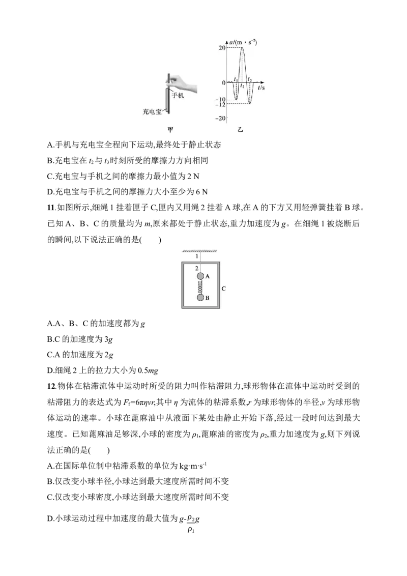 第3章　运动和力的关系第1讲　牛顿第一定律　牛顿第二定律_4.2025物理总复习_2025年新高考资料_一轮复习_2025人教版新教材物理高考第一轮基础练（完结）